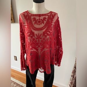 Red Lace Layering Top